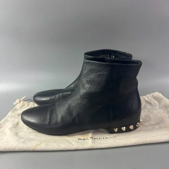 Authentic Balenciaga Leather Studded Accents Boots, Size 38 - Picture 5 of 15